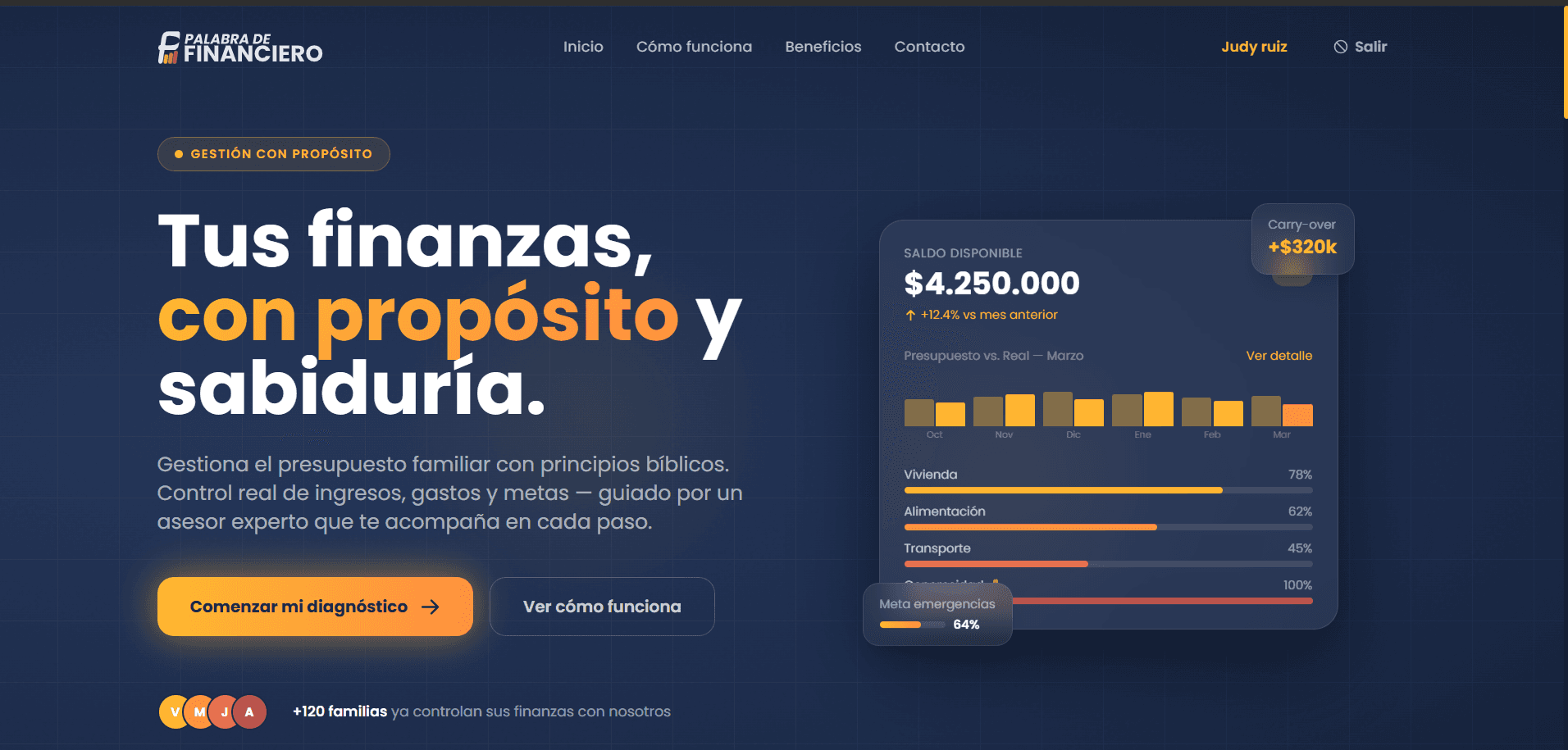 Portal web con software de finanzas personales